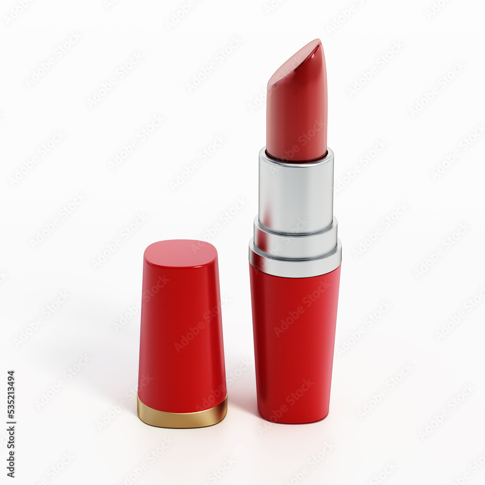 Red lipstick isolated on white background. 3D illustration Red lipstick isolated on white background. 3D illustration