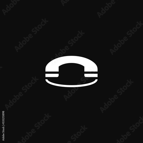 Phone call combination with hat, negative space. Logo design.