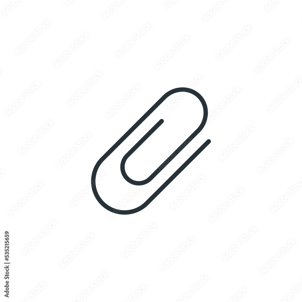 Black isolated icon of paper clip on white background. Silhouette of paper clip. Flat design. Black isolated icon of paper clip on white background. Silhouette of paper clip. Flat design.