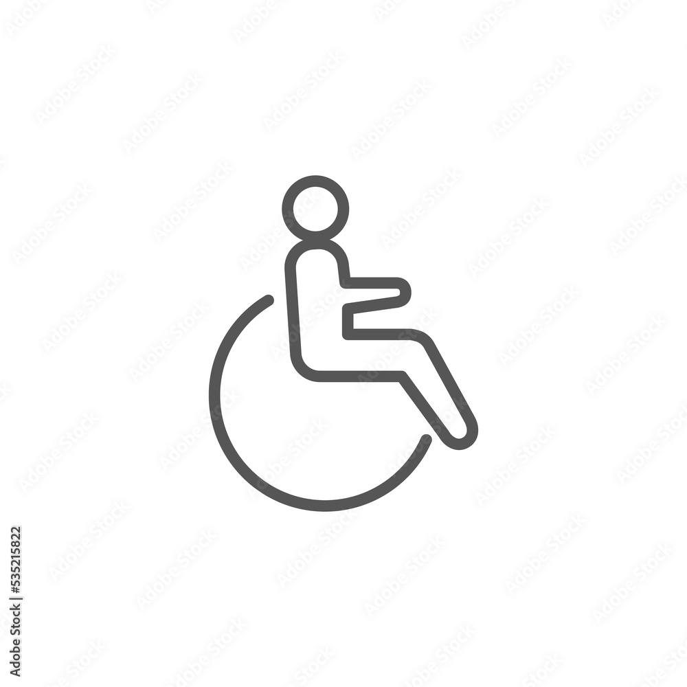 Handicapped patient line icon. linear style sign for mobile concept and web design. Disabled man outline vector icon. Symbol, logo illustration. Pixel perfect vector graphics Handicapped patient line icon. linear style sign for mobile concept and web design. Disabled man outline vector icon. Symbol, logo illustration. Pixel perfect vector graphics