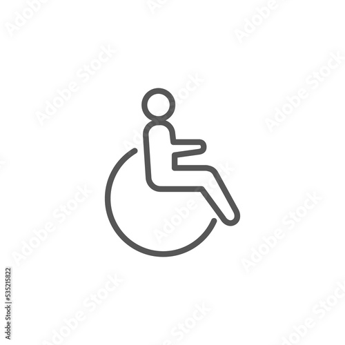 Handicapped patient line icon. linear style sign for mobile concept and web design. Disabled man outline vector icon. Symbol, logo illustration. Pixel perfect vector graphics
