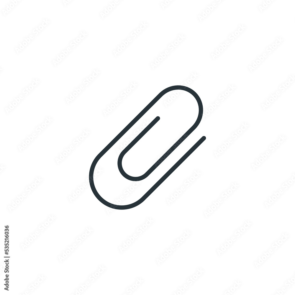 Black isolated icon of paper clip on white background. Silhouette of paper clip. Flat design. Black isolated icon of paper clip on white background. Silhouette of paper clip. Flat design.