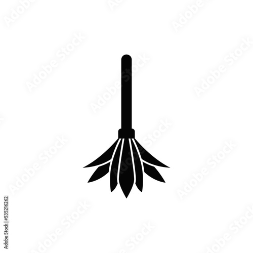 feather duster icon in black flat glyph, filled style isolated on white background