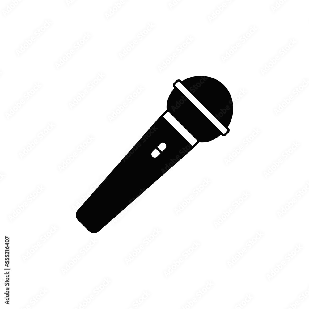 Karaoke, microphone icon in black flat glyph, filled style isolated on white background Karaoke, microphone icon in black flat glyph, filled style isolated on white background