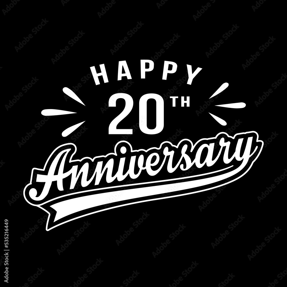 Happy 20th Anniversary. 20 years anniversary design. Vector and illustration. Happy 20th Anniversary. 20 years anniversary design. Vector and illustration.