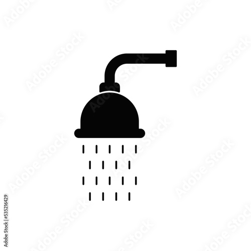 bathroom shower icon in black flat glyph, filled style isolated on white background