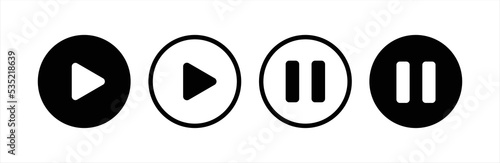 Media player icon. Music player icon. Media player icon. Play and pause buttons sign. Play and pause buttons symbol. Vector illustration.