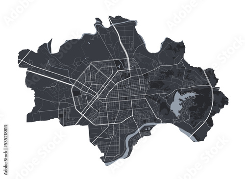 Chiayi vector map. Detailed black map of Chiayi city poster with roads. Cityscape urban vector. photo