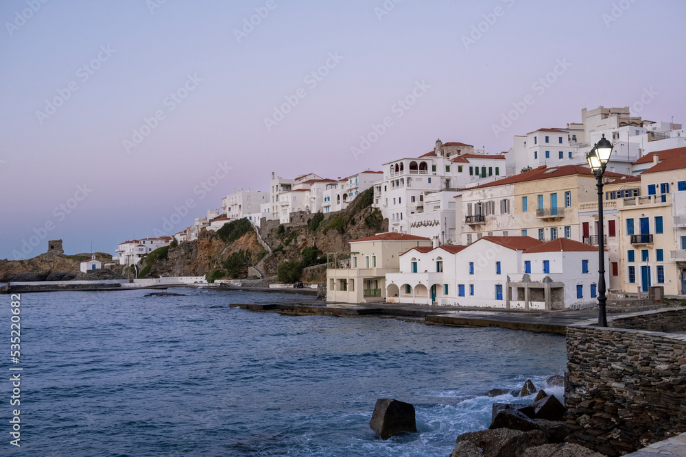 View of Andros, beautiful island in the Cyclades, Greece View of Andros, beautiful island in the Cyclades, Greece