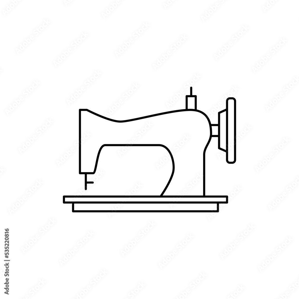 Sewing machine icon in line style icon, isolated on white background Sewing machine icon in line style icon, isolated on white background