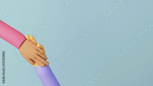 3D Render Of Supported Or Caring Hands Against Blue Background.