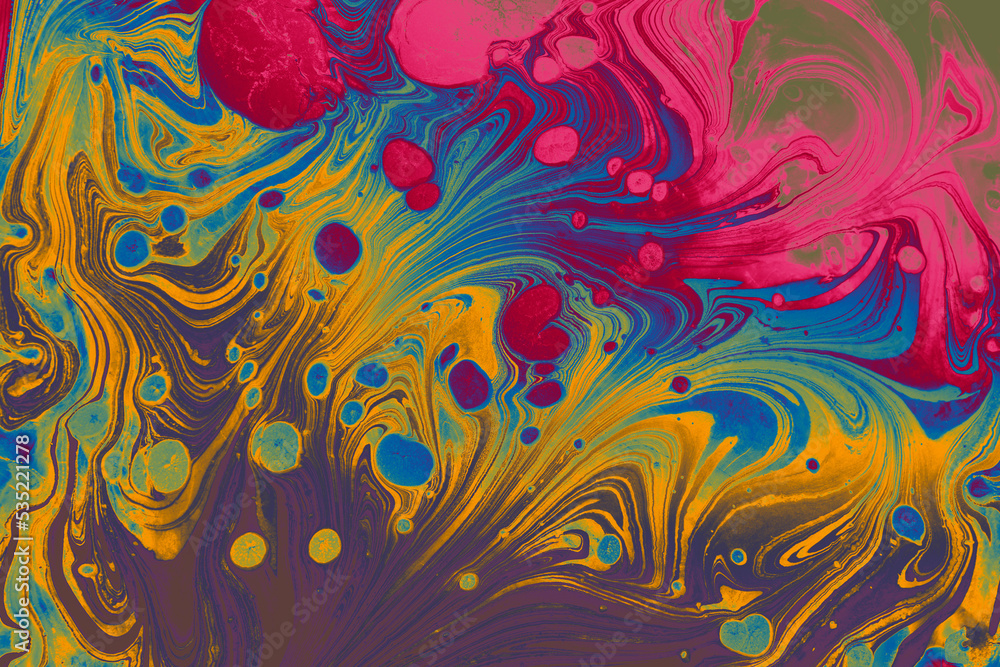 Abstract ebru marbling texture background design.