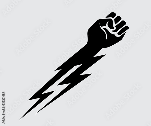 Fist Lightning Bolt Design, Isolated Illustration