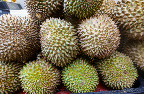 Singapore  July 24  2022 - ripe durian ready for sale.