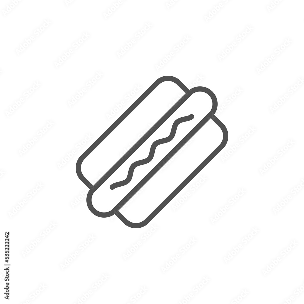 Hot dog line icon. Bun with sausage vector outline sign.