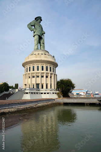 Surabaya, Indonesia, August 2022. People vacation at Jalesveva Jayamahe Monument photo