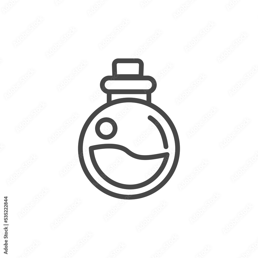 Magic potion vector icon isolated on white background. Health or magic mana potion bottle flat vector icon for games and websites Magic potion vector icon isolated on white background. Health or magic mana potion bottle flat vector icon for games and websites