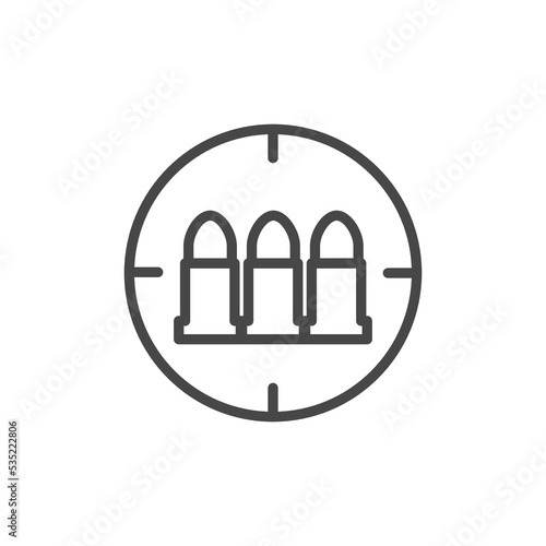 bullets icon from army and war collection. Thin linear two bullets, bullet, two outline icon isolated on white background. Line vector two bullets sign, symbol for web and mobile