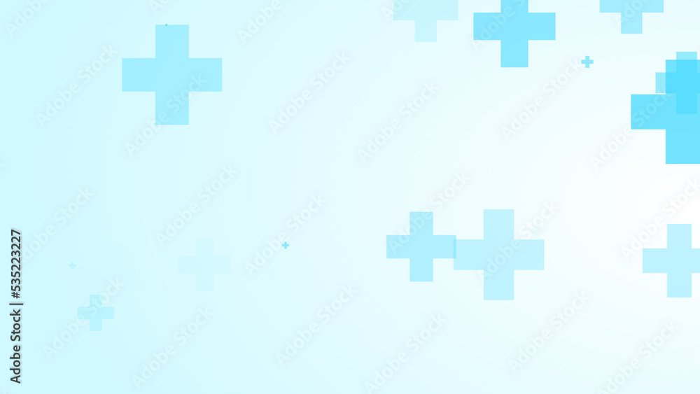 Fototapeta premium Medical white blue cross pattern background.
