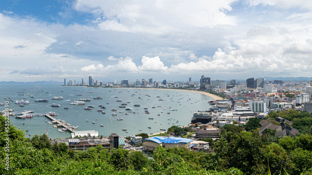 beach view seascape of  Pattaya City Chonburi province on 2022 , View point in Pattaya landscape Thailand