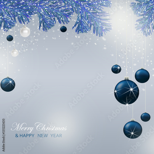 Christmas baubles elegant header. Xmas background design