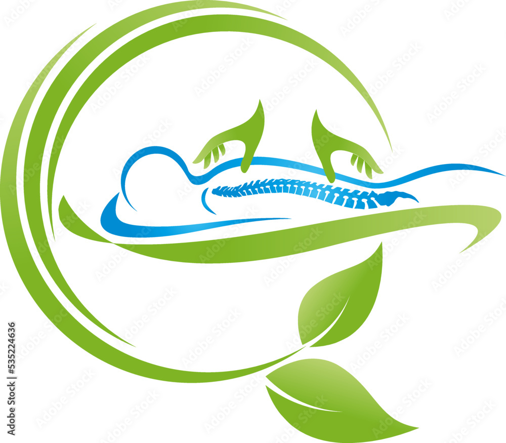 Person und Zwei Hände, Massage, Orthopädie, Chiropraktiker, Logo Person und Zwei Hände, Massage, Orthopädie, Chiropraktiker, Logo