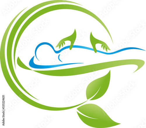 Person und Zwei Hände, Massage, Orthopädie, Chiropraktiker, Logo