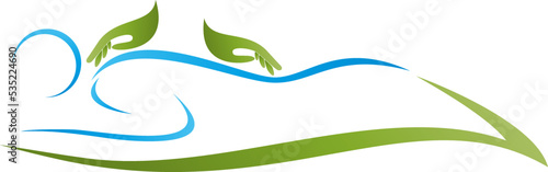 Person und Zwei Hände, Massage, Orthopädie, Chiropraktiker, Logo
