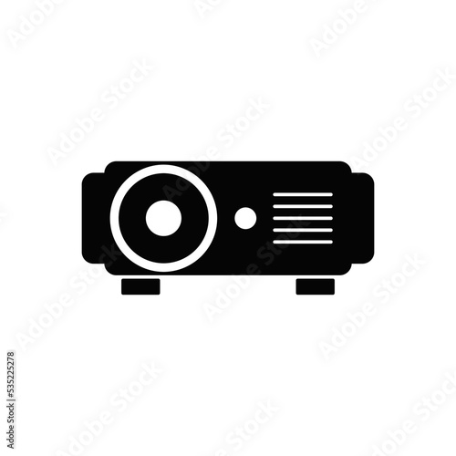 projector icon in black flat glyph, filled style isolated on white background