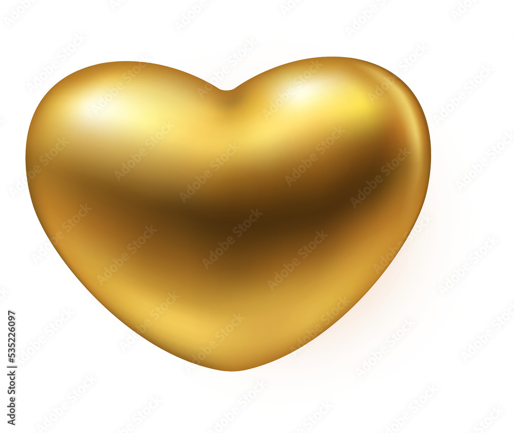 3D realistic golden luxury love heart 3D realistic golden luxury love heart