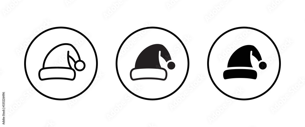 santa hat icon, Santa Claus Christmas hat icons,editable stroke, flat design style isolated on white linear pictogram, button, vector, sign, symbol, logo, illustration