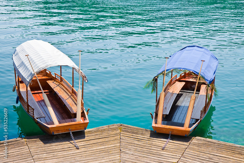 Typical wooden boats, in slovenian call 