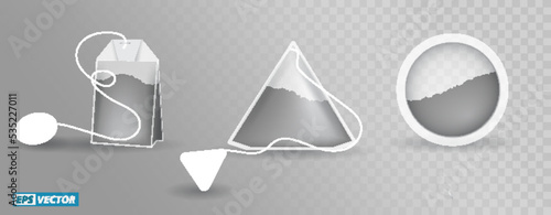 set of tea bag with label tag isolated. eps vector