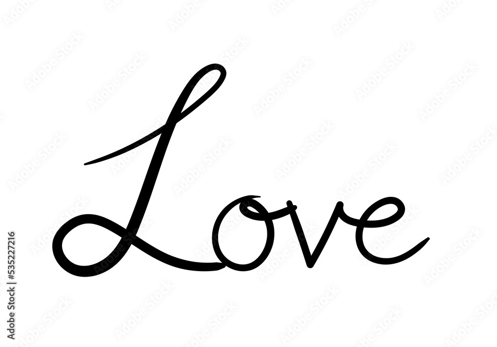 Continuous one line drawing of word LOVE, vector minimalist black and white illustration Continuous one line drawing of word LOVE, vector minimalist black and white illustration