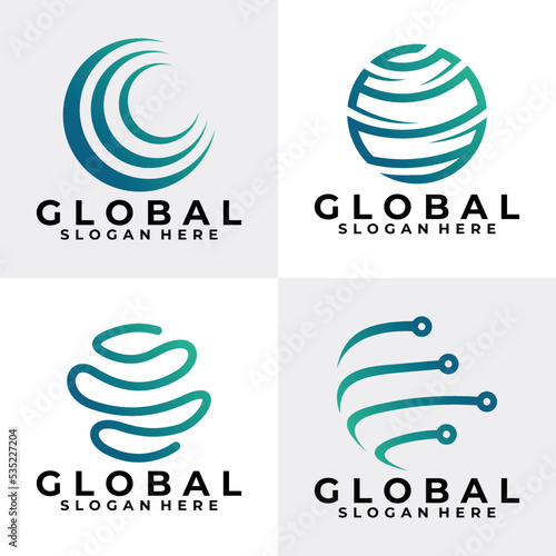 globe set logo icon vector