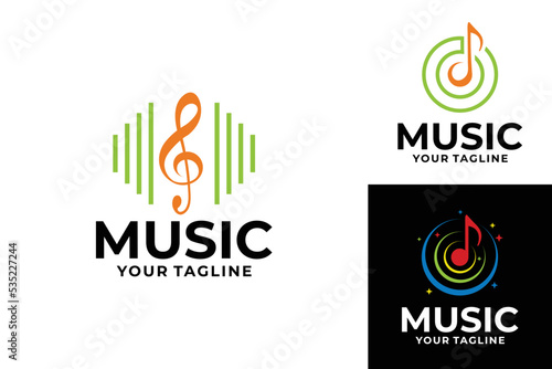 music set logo icon vector