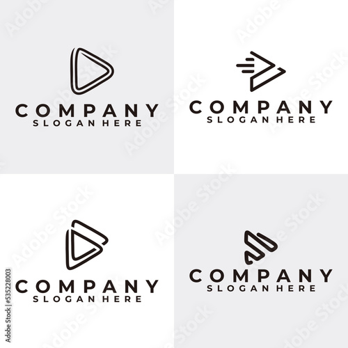 play logo set icon vector
