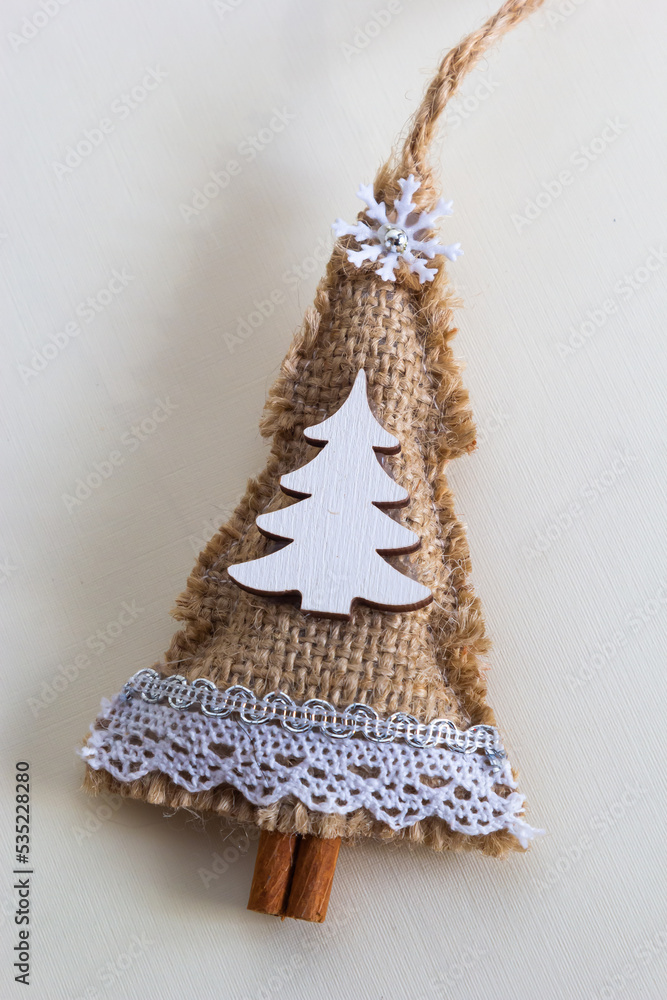 handmade Christmas tree toy, Christmas toy herringbone tree, burlap handmade Christmas tree toy, Christmas toy herringbone tree, burlap