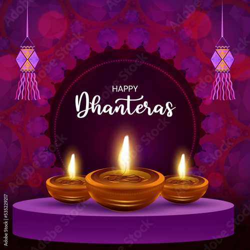 Wallpaper Mural Happy Dhanteras and Diwali Indian festival of lights. Great Indian festival celebration on a purple beautiful background. Torontodigital.ca