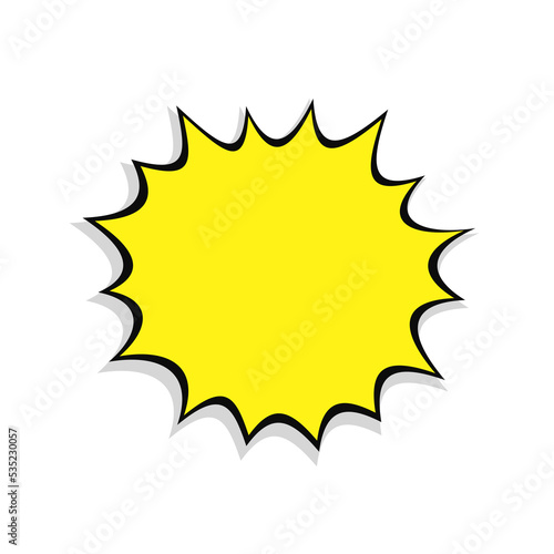 Offer yellow splash icon. Marketing comic sales explosion star shape for price offers and discounts with comic vector design