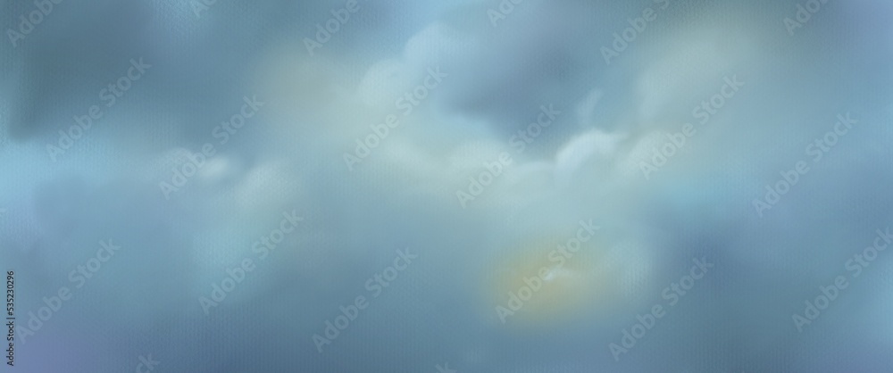 blue sky with sun rays digital art painting for card illustration background