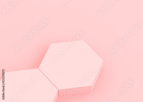 Abstract 3d pink hexagon podium minimal studio background.