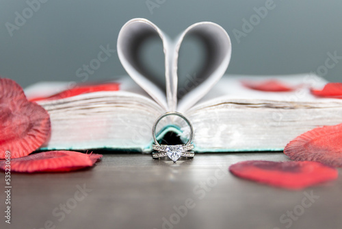 Wedding Rings with Heart in Bible