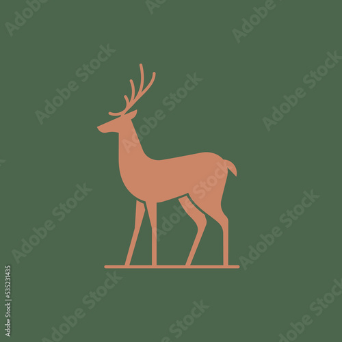 Silhouette of deer. Reindeer logo in classic style design. Geometric emblem.