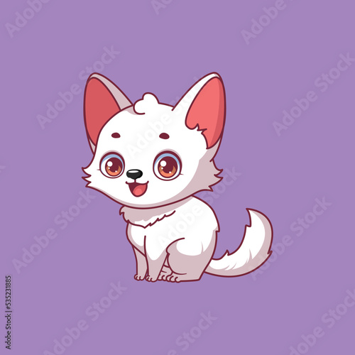 Illustration of a cartoon arctic fox on colorful background photo