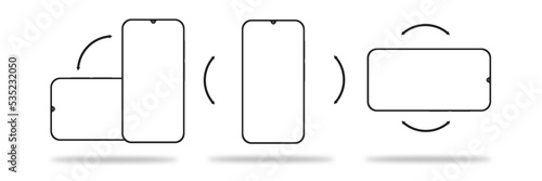 Rotate Mobile phone. Device rotation symbol. Turn your device. Rotate smartphone, icon set vector 