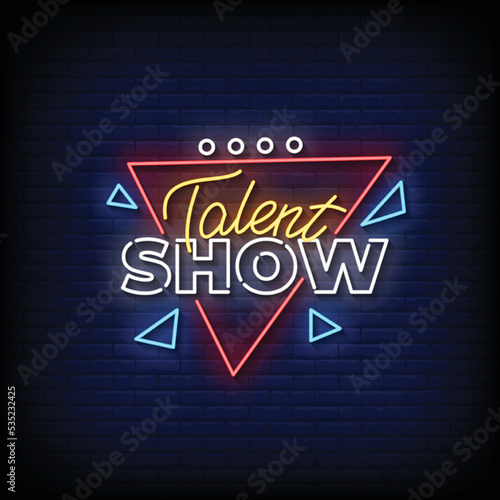 Neon Sign talent show with Brick Wall Background vector