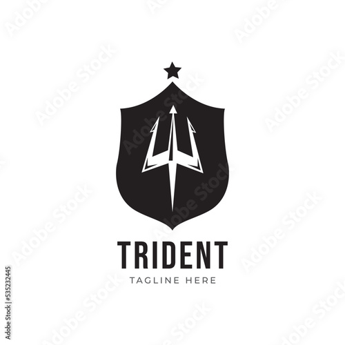 Trident Neptune God Poseidon Triton King Shiva Spear Label logo design