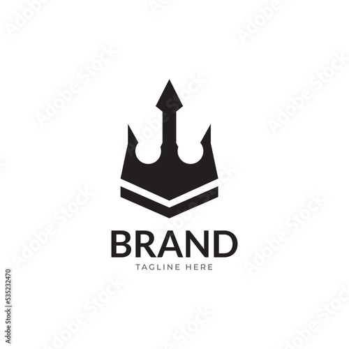 Trident Neptune God Poseidon Triton King Shiva Spear Label logo design