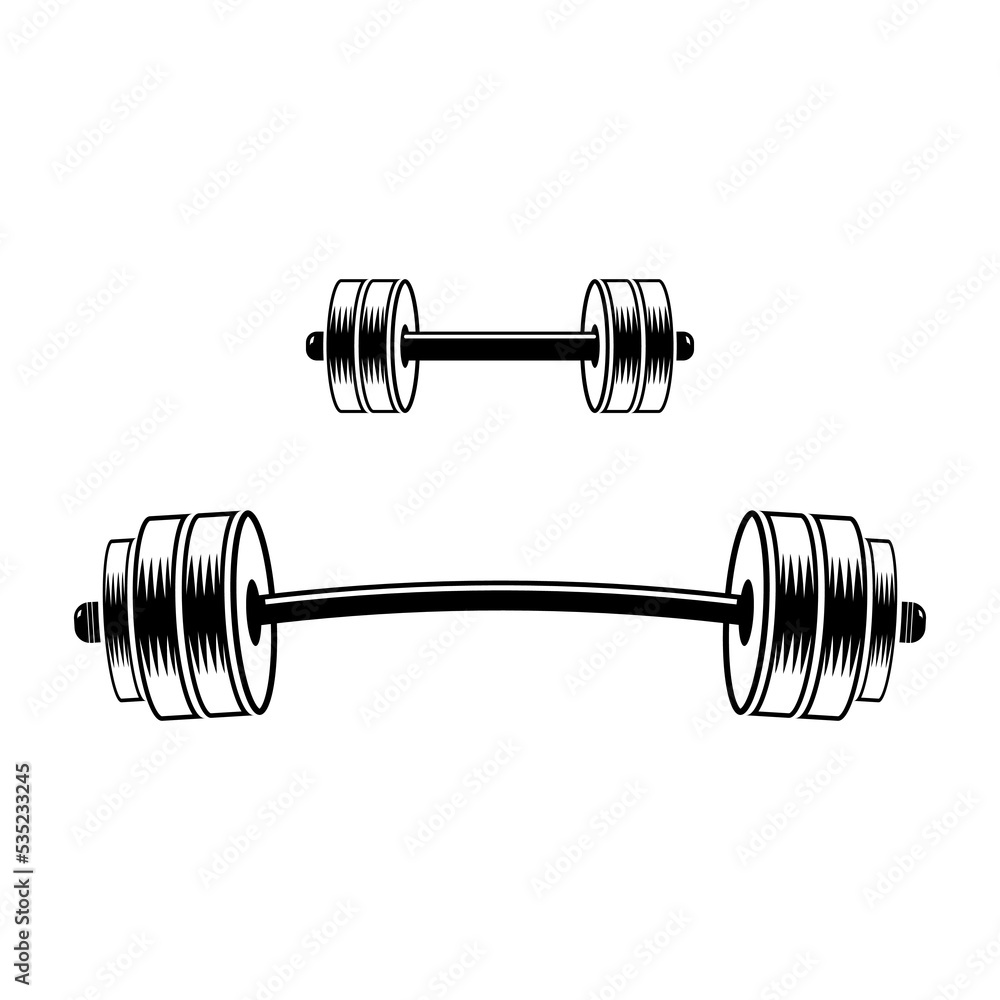Dumbbell and barbell vector illustration Dumbbell and barbell vector illustration